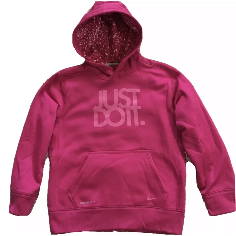 NIKE Girls size M JUST DO IT THERMA FIT HOODIE